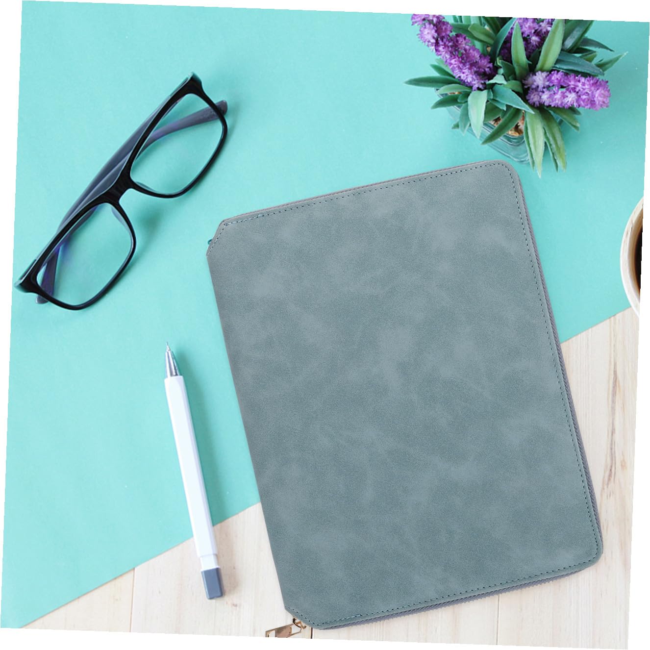Carnet de Notes de Planification A5 Bleu en Papier et Cuir, Style Simple