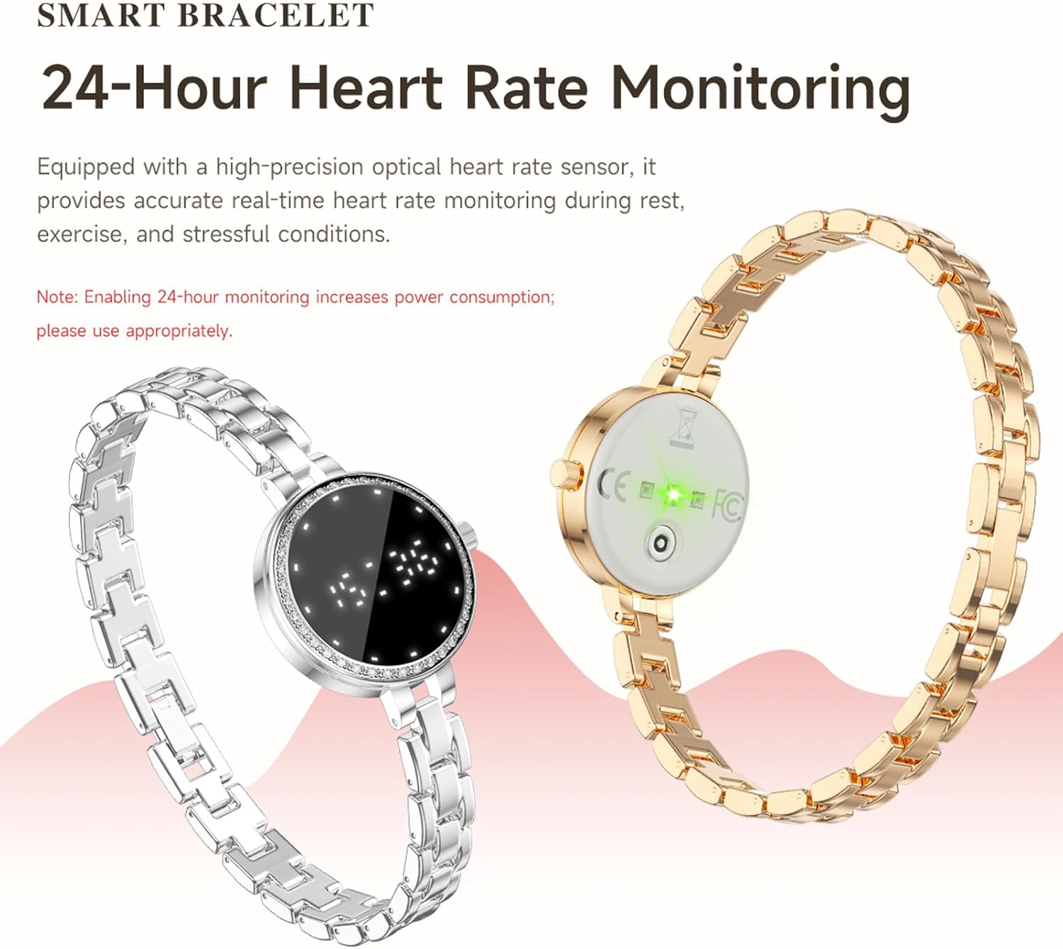 Smart Bracelet Smart Gold Watches for Women Elegant Round Jewelry Fitness Tracker with Heart Rate Monitor Sleep Tracker Step Counter Waterproof Slim Smartwatch with Notifications for IOS & Android