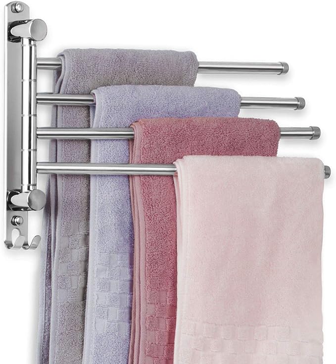 Bathroom Towel Rack JSVER 4 Arms Swivel Towel Holder, Towel
