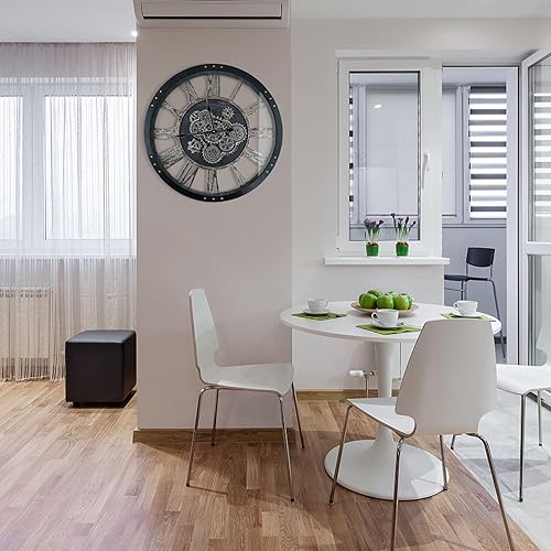 Miniatura 7 de Reloj de pared con engranaje móvil de 36 pulgadas, relojes de pared de gran tamaño, reloj de decoración de sala de estar, marco de madera maciza,