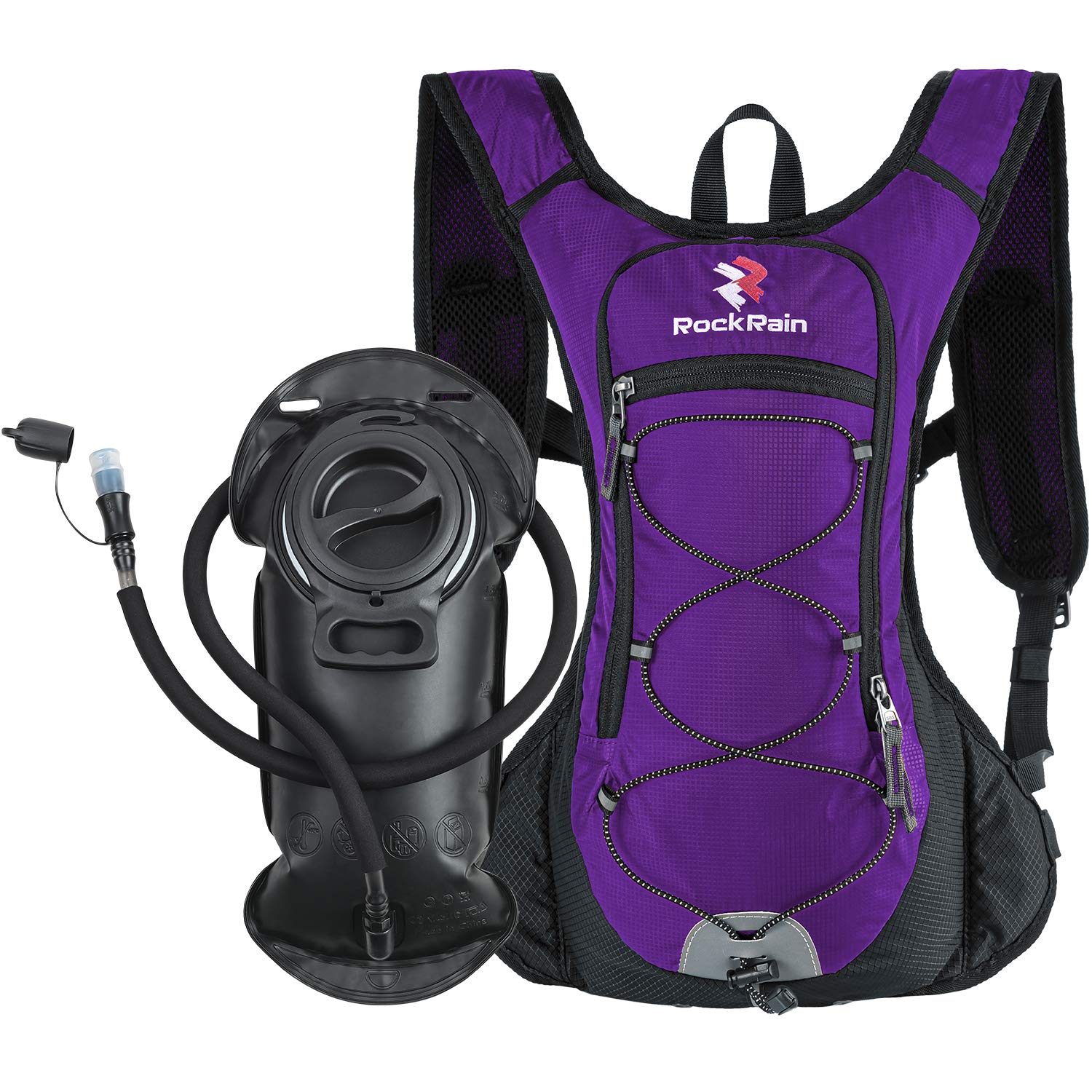 ROCKRAIN Hydration Pack, Windrunner Lightweight Hydration Backpack Pack with 2L BPA Free Water Bladder - Outdoor Sports Gear for Running, Cycling, Hiking, Biking, Camping
