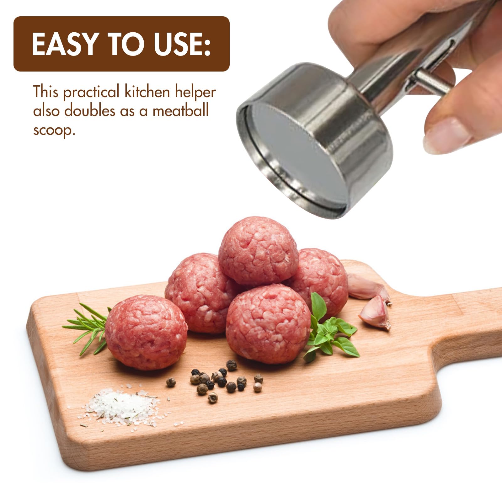 Falafel - Cuchara para hacer albóndigas de 4 cm de acero inoxidable para bolas de falafel, pala de falafel para hacer deliciosas bolas de falafel y utensilios de cocina