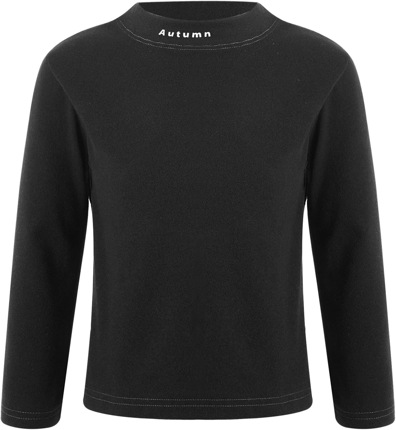 Mufeng Kids Boys Girls Letter Print Cotton Pullover Sweatshirt Long Sleeve Mock Neck Thermal Underwear Tops Undershirts