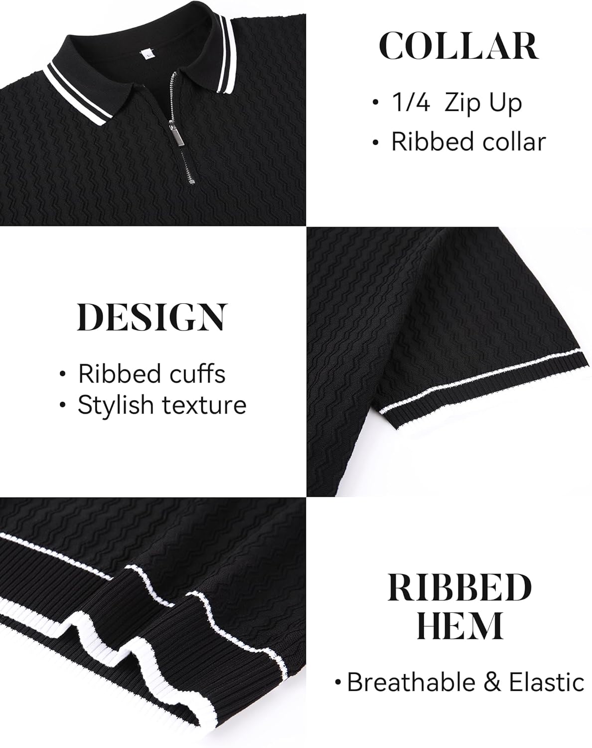 Esabel.C Mens Polo Shirts Short Sleeve Striped Casual Fashion Knit Golf Shirt Regular Fit - Image 5