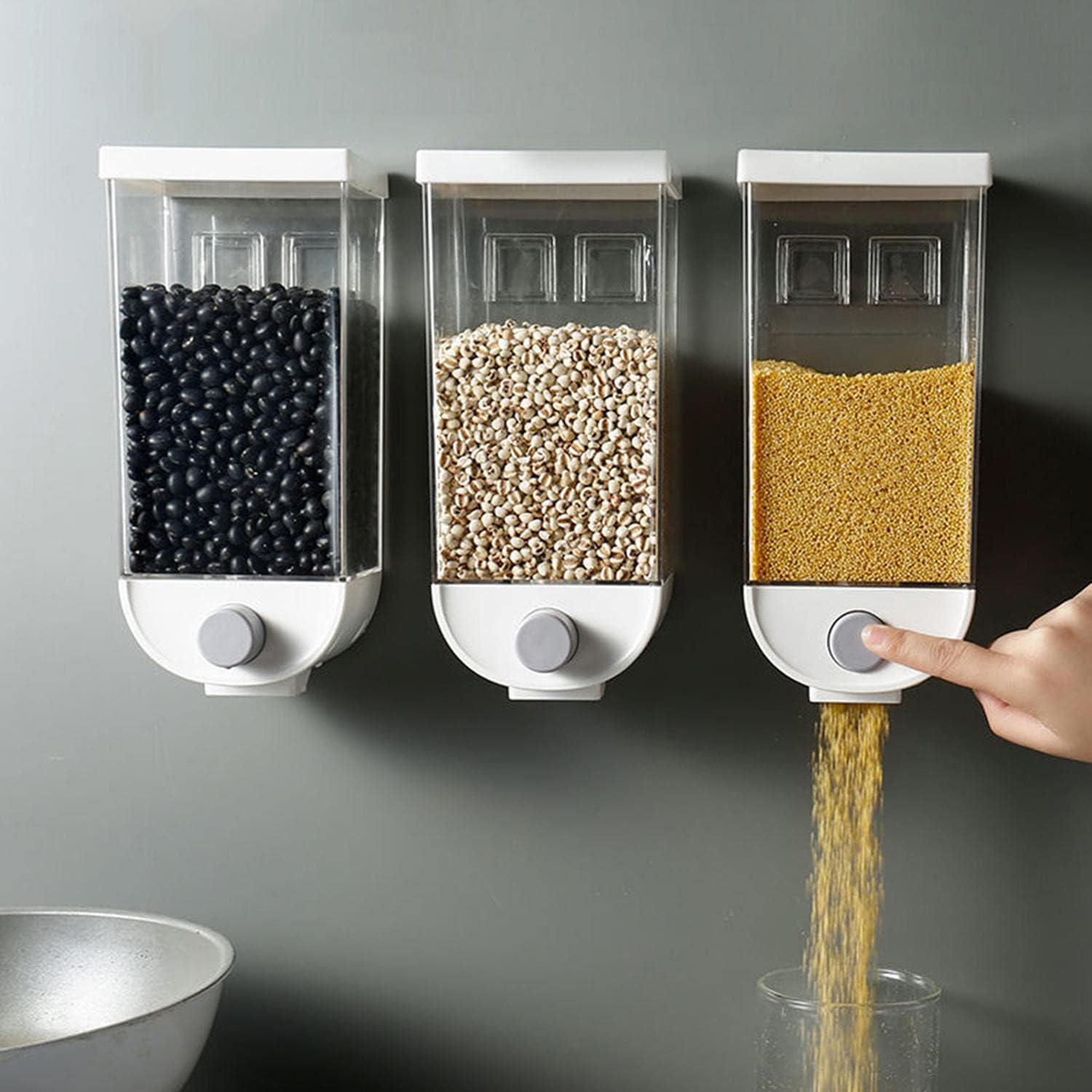 JINYISI Cereal Dispenser Wall Mounted, High Capacity Rice