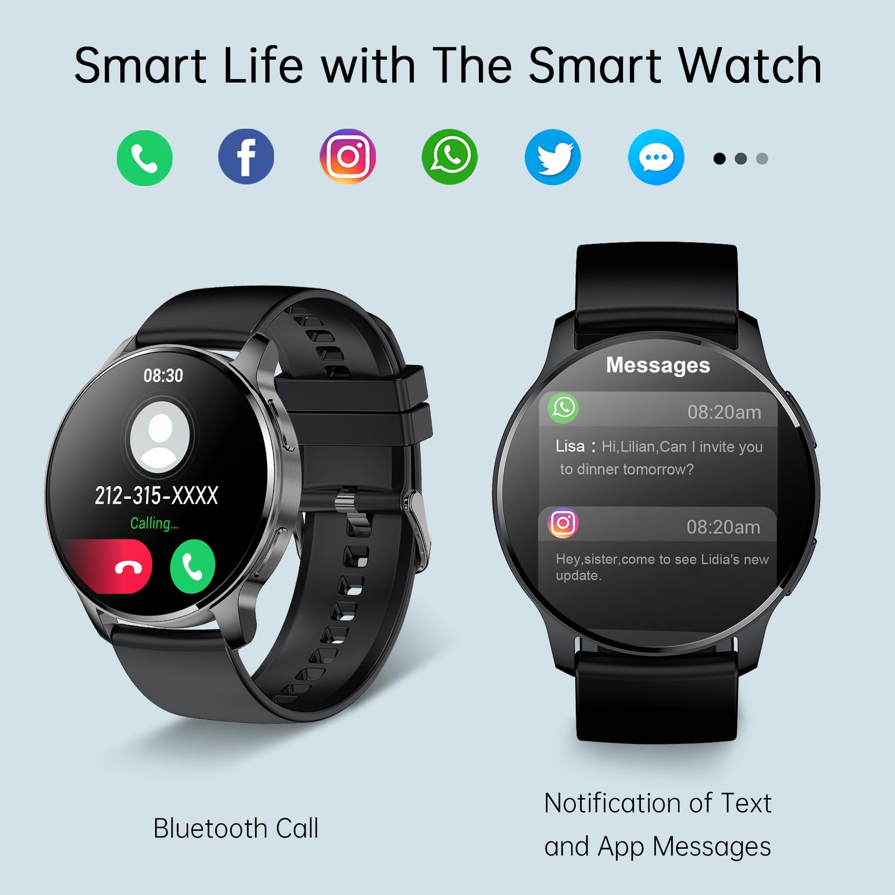 Betatree Smartwatch Uomo Donna,1,32" Orologio Fitness Tracker Chiamate e Risposta Notifiche Messaggi,20 Modalità Sportivo Contapassi Cardiofrequenzimetro Cronometro Smart Watch Android iOS