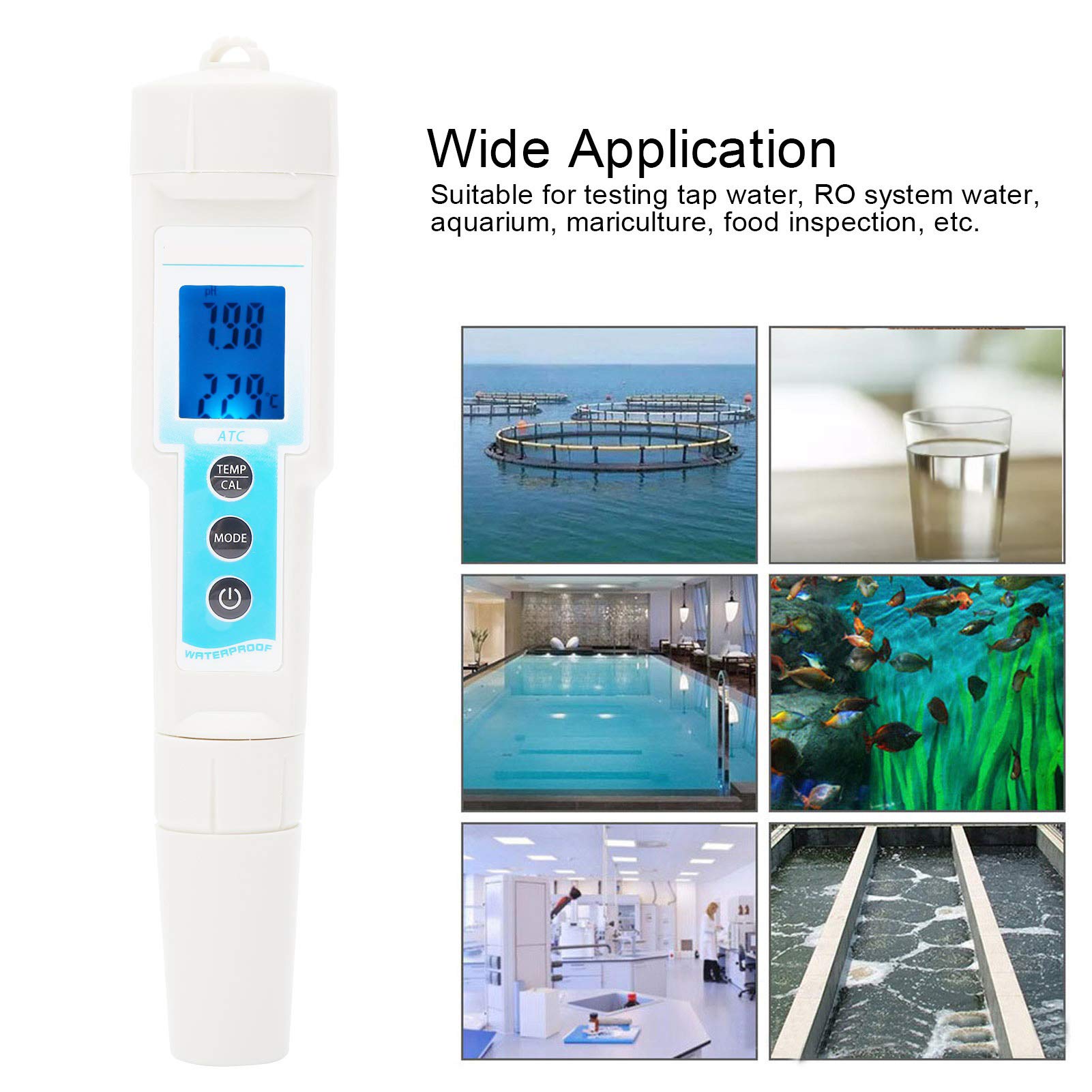 Bolígrafo Probador de Calidad del Agua Multifuncional 5 en 1 pH/EC/TDS/Medidor de Temperatura/Salinidad Monitor de Calidad del Agua para Acuario 188x38x38mm