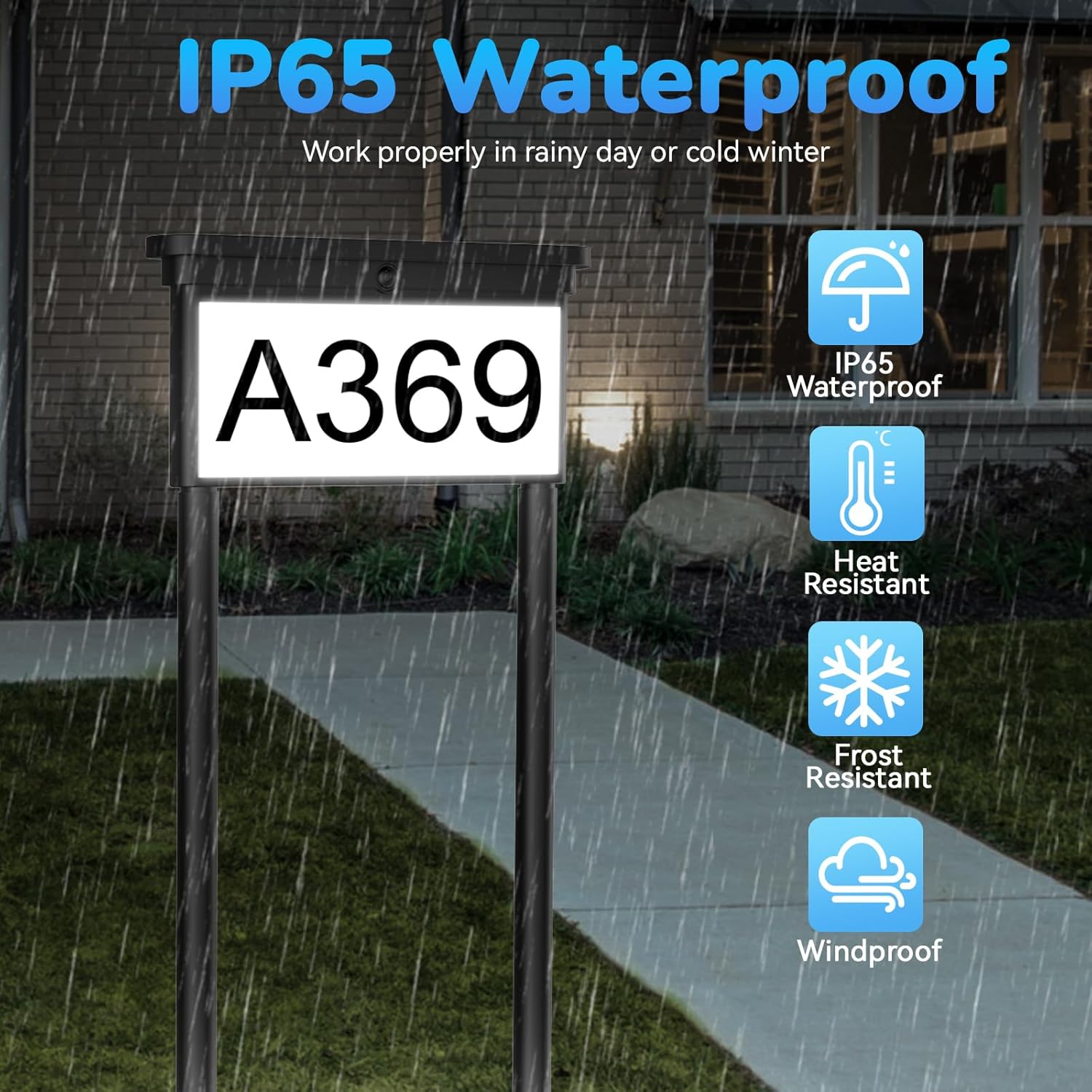 Solar House Numbers For Outside，with Ground Stake - Solar Powered Waterproof LED Light for Outdoor House Number Sign