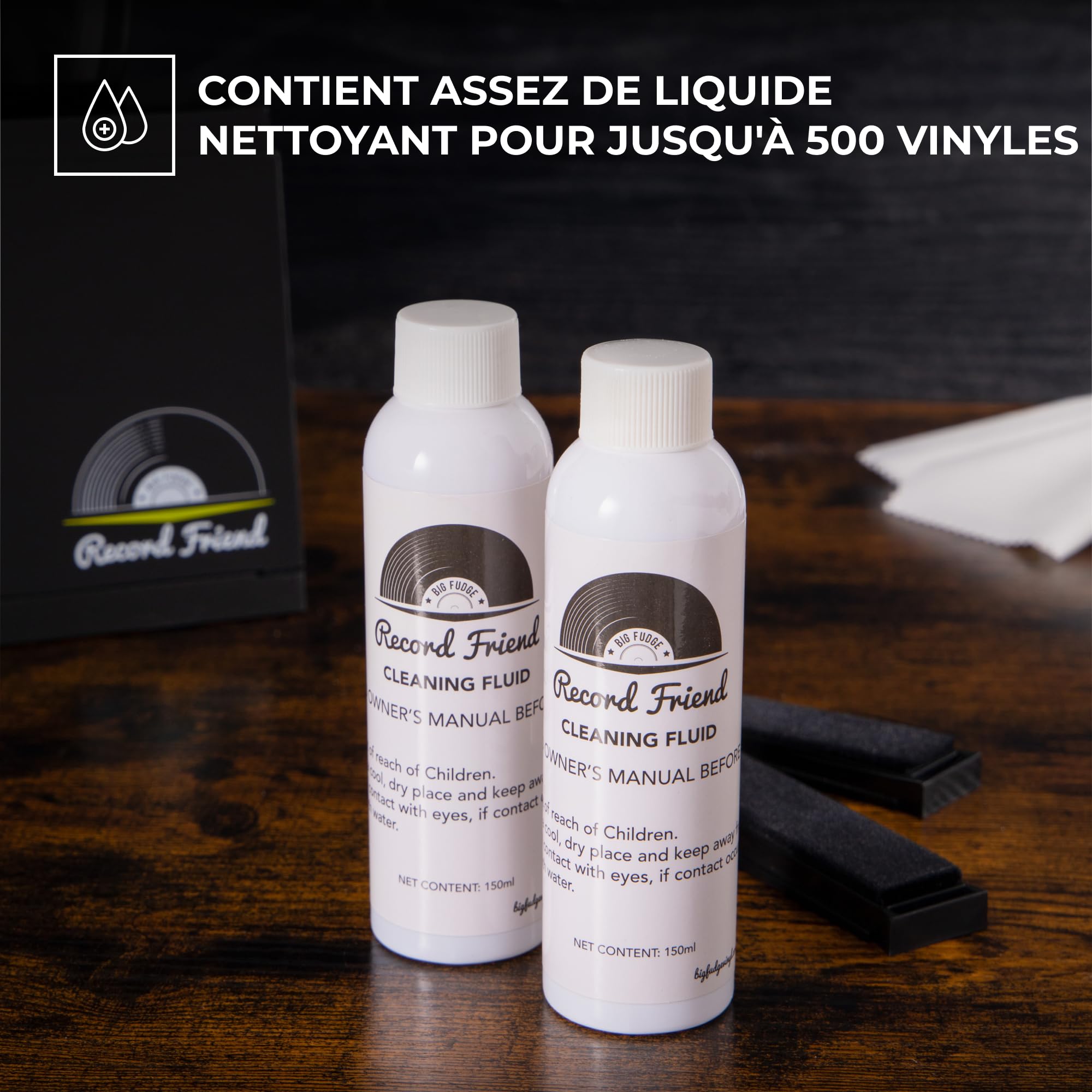 Big Fudge Kit Nettoyage Vinyles - Machine à Laver pour Vinyle avec Solution de Lavage Vinyle, Brosse Intégrée, Rack de Séchage - Nettoyeur a Disque Professionnel