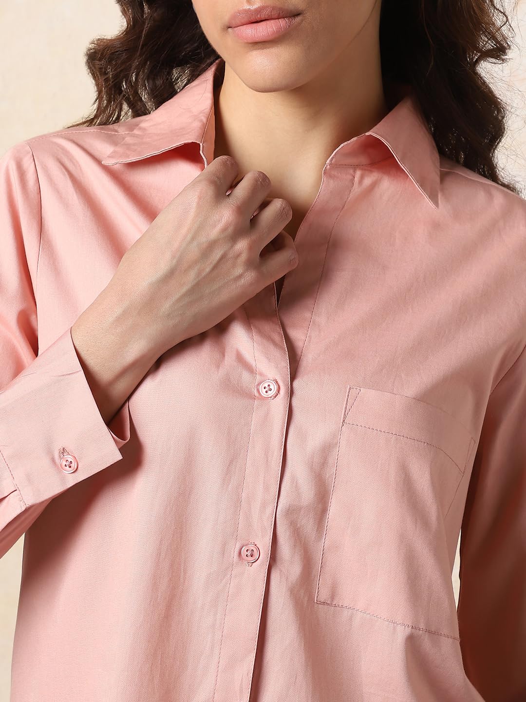 HIGH STAR Chemise surdimensionnée en coton uni pour femme | Haut élégant pour femme | Chemise décontractée confortable et tendance