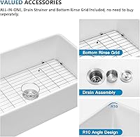 Vista 6 de 36 Farm Sink White - Fulorni 36"x20" Farmhouse Kitchen Sink Flat Apron Front White Ceramic Porcelain Fireclay Deep Single Bowl Farmer Kitchen Sink