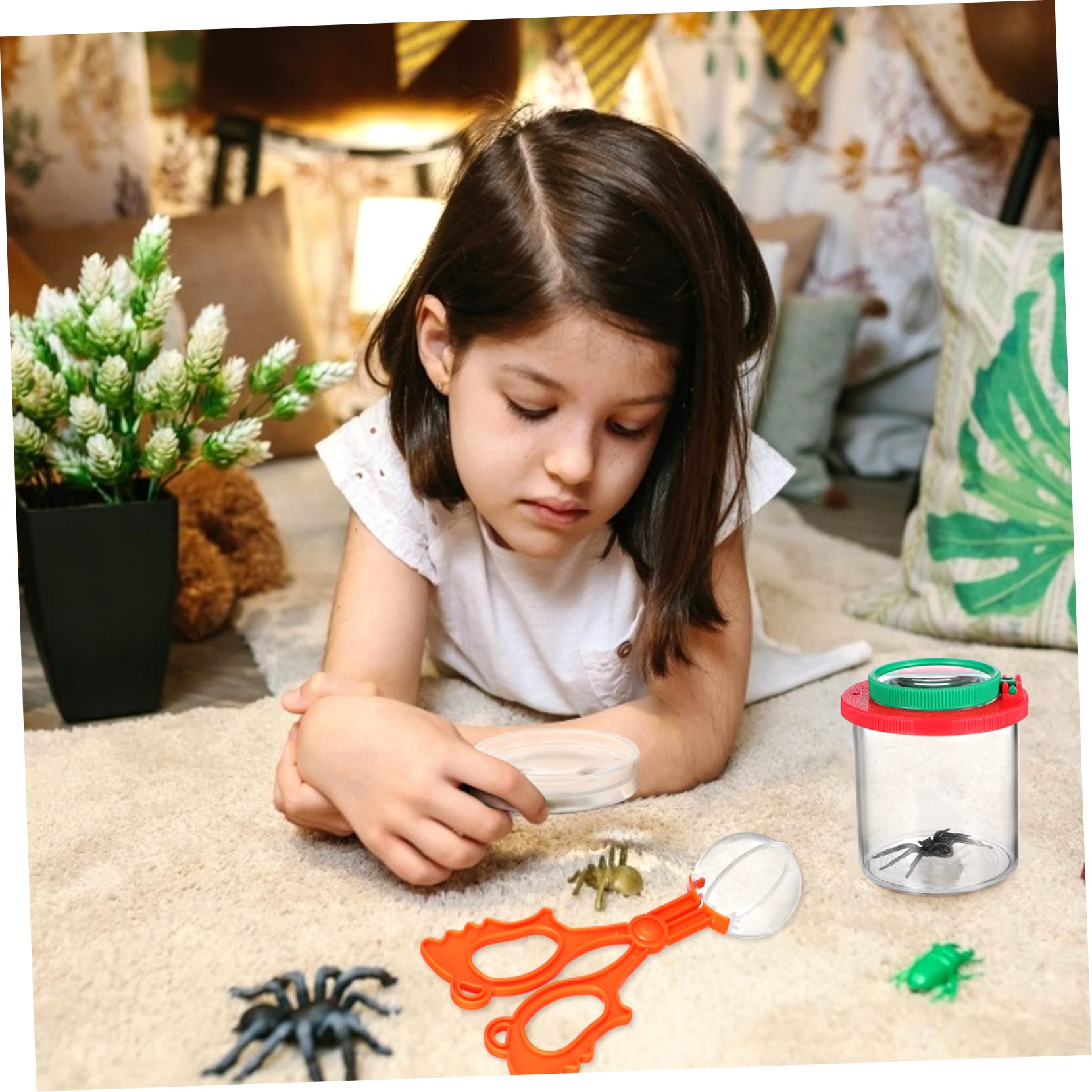 UPKOCH Kit de Capture D'insectes avec Loupe pour Garçon et Filles Ventilation en Plastique et Échantillon de Faux Insectes, pour L'observation Nature et L'exploration