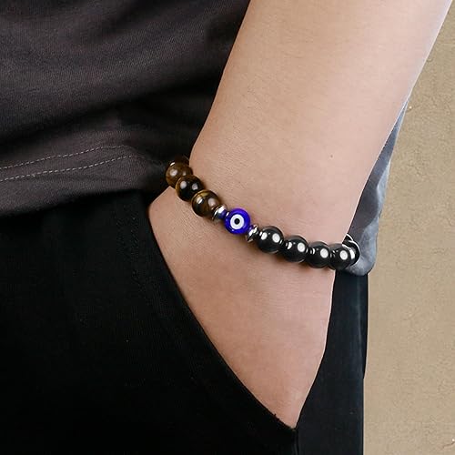 Miniatura 3 de SmileBelle Pulsera de triple protección para hombre, pulseras de cuentas para hombre, joyería de mal de ojo para hermano, novio, pulsera de