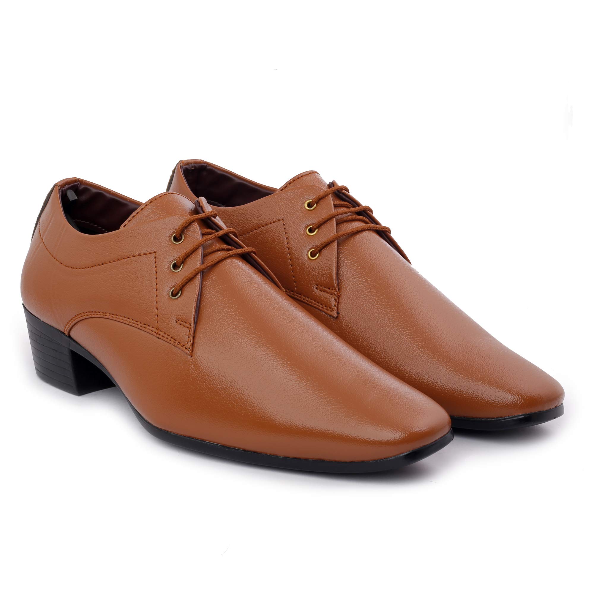 Men's Height Increasing Derby Faux Leather Formal Wear Lace Up Shoes-image-2