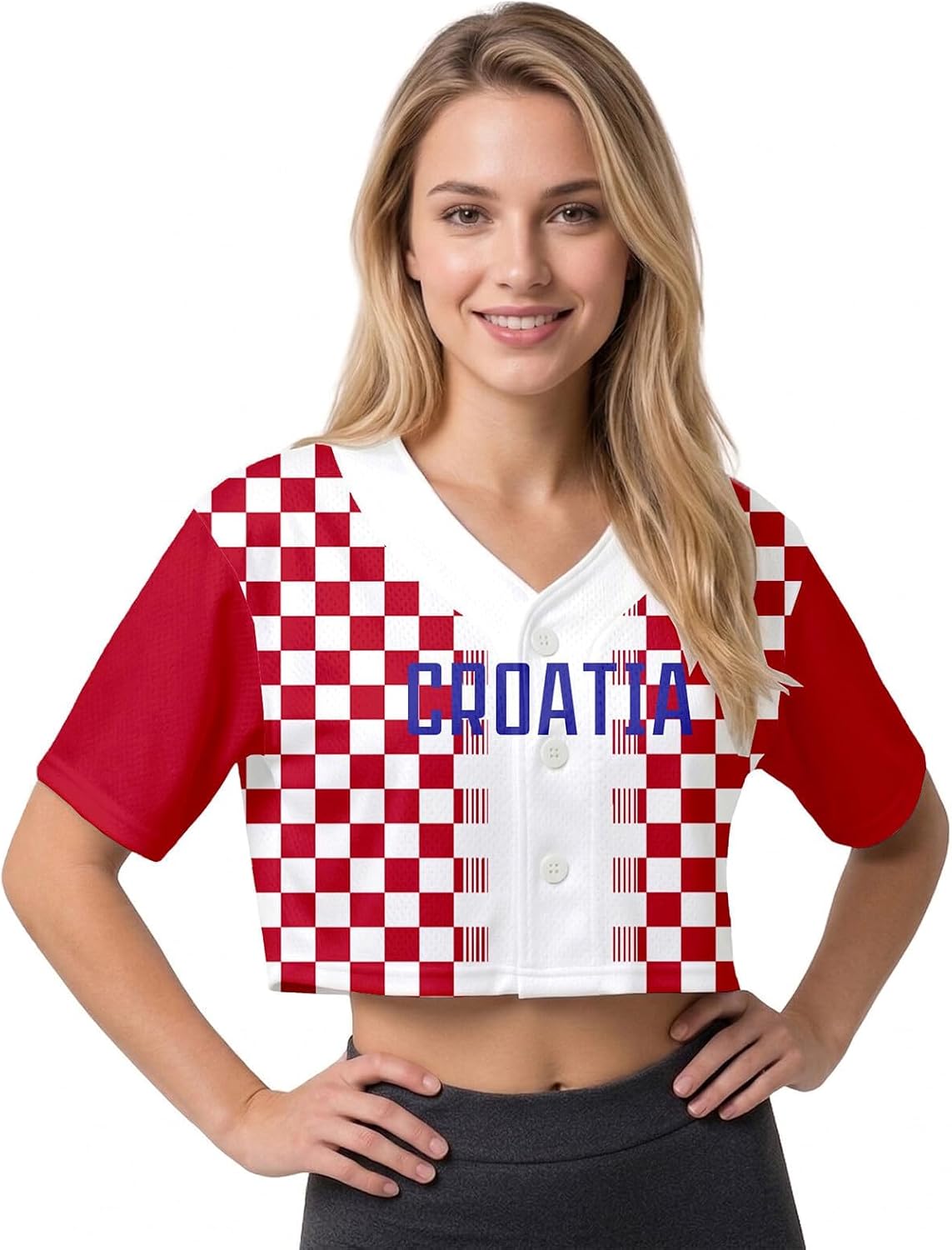 Football Jersey Personalised Womens Crop Top Short Sleeve Soccer Fan Gift Summer Baseball Rugby Basketball Shirt