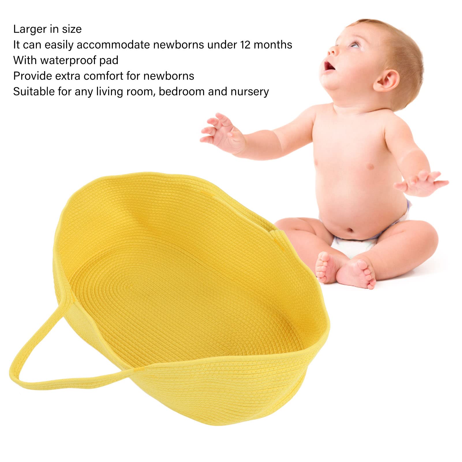 Cesta para Cambiar Pañales, Cesta para Cambiar Pañales Impermeable y Plegable, Cesta para Cambiar Pañales para Bebés, Mesa para Cambiar Pañales Portátil para Bebés(27.6in-Amarillo)