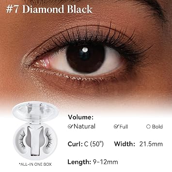 WOSADO Soft Magnetic Eyelashes [No.07 Diamond Black] 21.5mm with Applicator Kit,Reusable Glue-free Wispy Magnetic Lashes, Cruelty-free False Lashes, Waterproof, Lightweight, Suit for Heavy Makeup