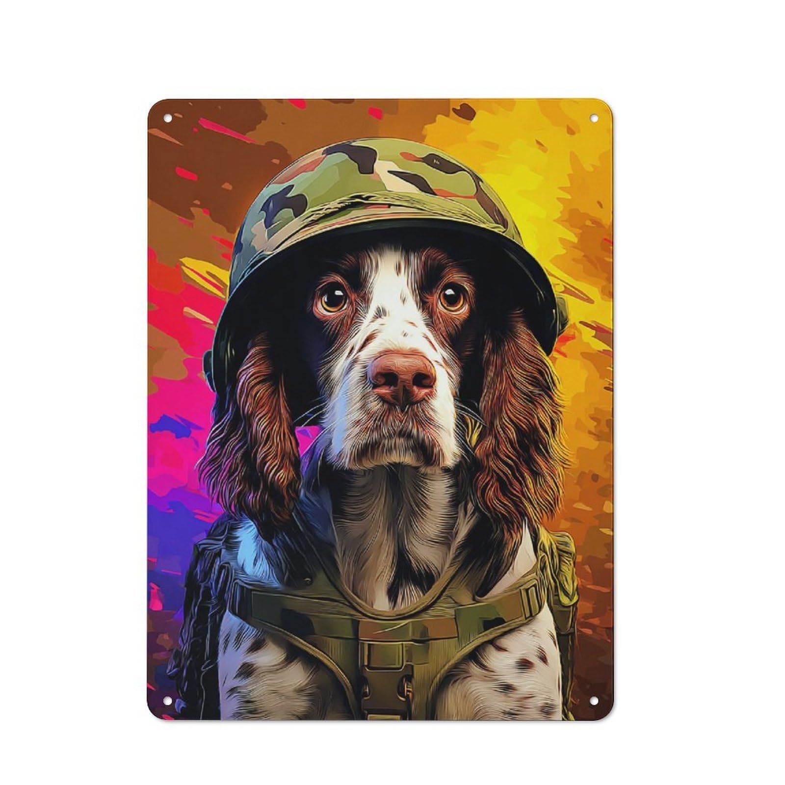 Junmoney Heroic Canine Soldier Portrait -2 Vintage Tin Sign 40X30cm With For Man Cave Or Games Room, For Games Room Collectors