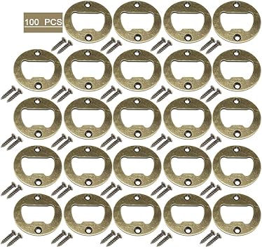 100 Set Bottle Opener Insert Stainless Steel Round DIY Bottle Opener Hardware Kit Hardware Parts Supply with Screws