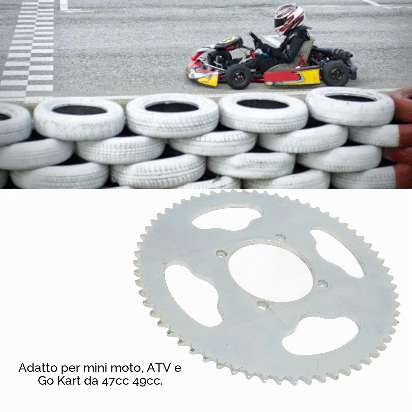 Coronas 64T per Mini Moto, Eccellente Pignone in Acciaio T8F 64 Denti con 4 Fori, Diametro 54mm, Componenti Trasmissione Durevoli per ATV Go Kart 47cc 49cc