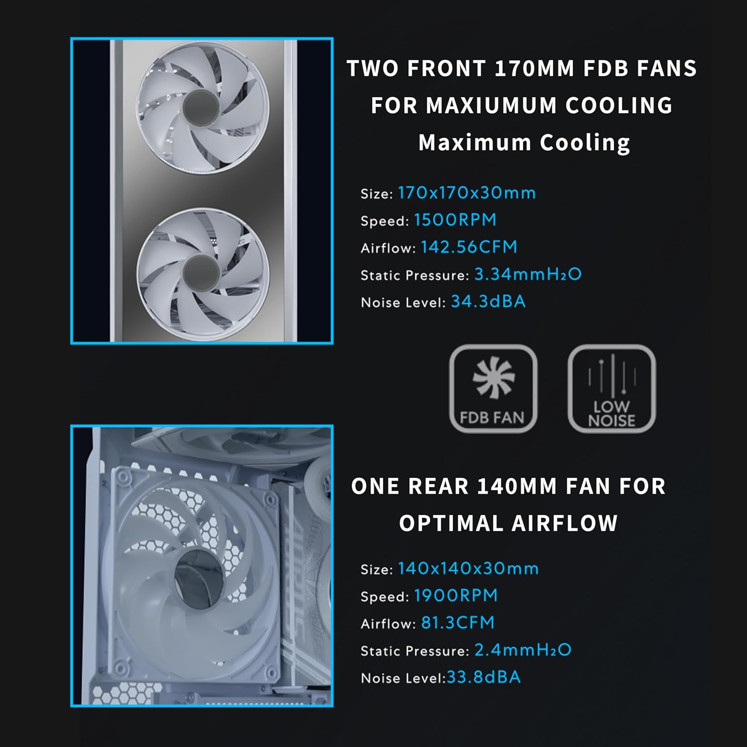 Lian Li LANCOOL 217 INF Infinity Mirror Computer Case, Mid-Tower ATX PC Case w/ 3 Pre-Installed Fans, 2x170mm ARGB Fans, 1x140mm, Front Mirror Glass Panel, Optimized Airflow - White (LANCOOL 217INFW) - 8