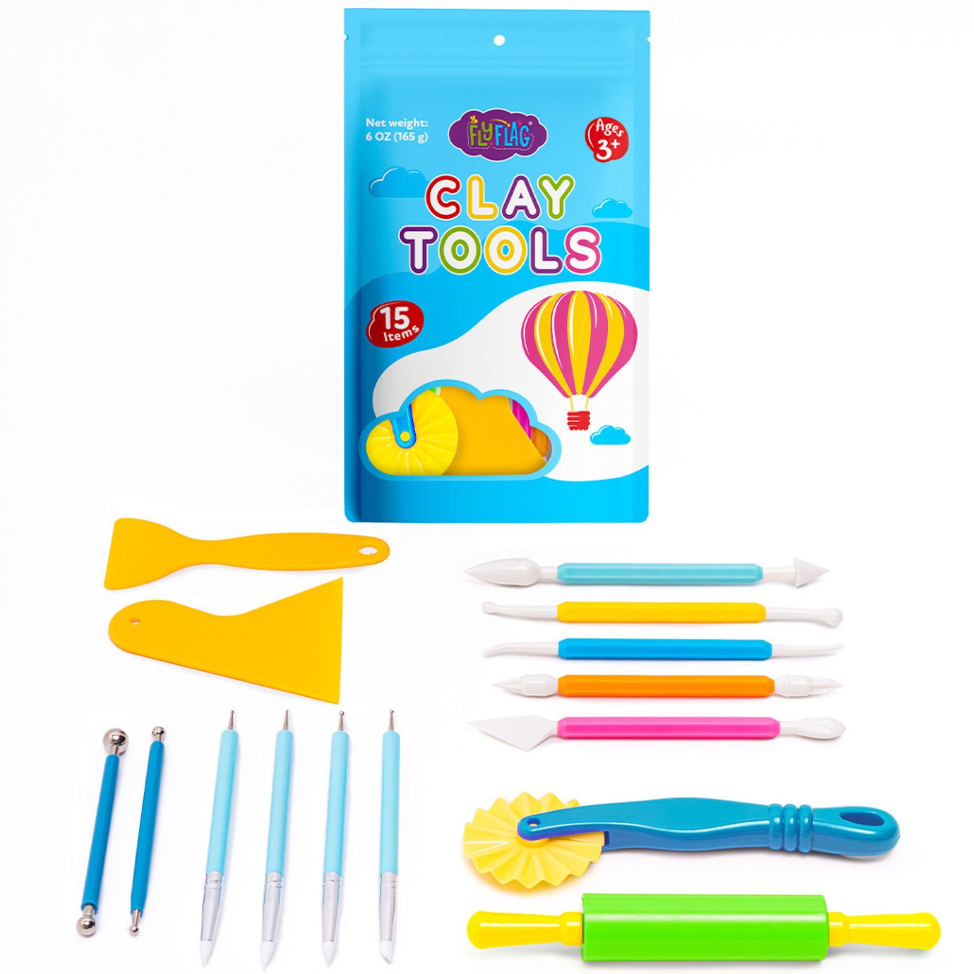 Kit outils argile sèche à l'air rouleau pâtisserie et stylos caoutchouc