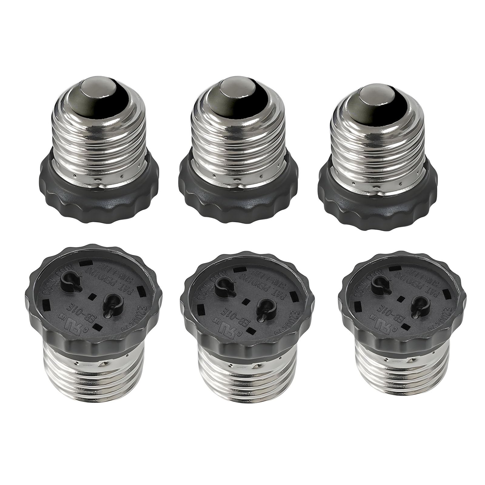 E26 Lamp Adapter,Medium Base Male Screw-in Light Bulb Socket with Push-in terminals for Led Recessed Light (6-Pack)