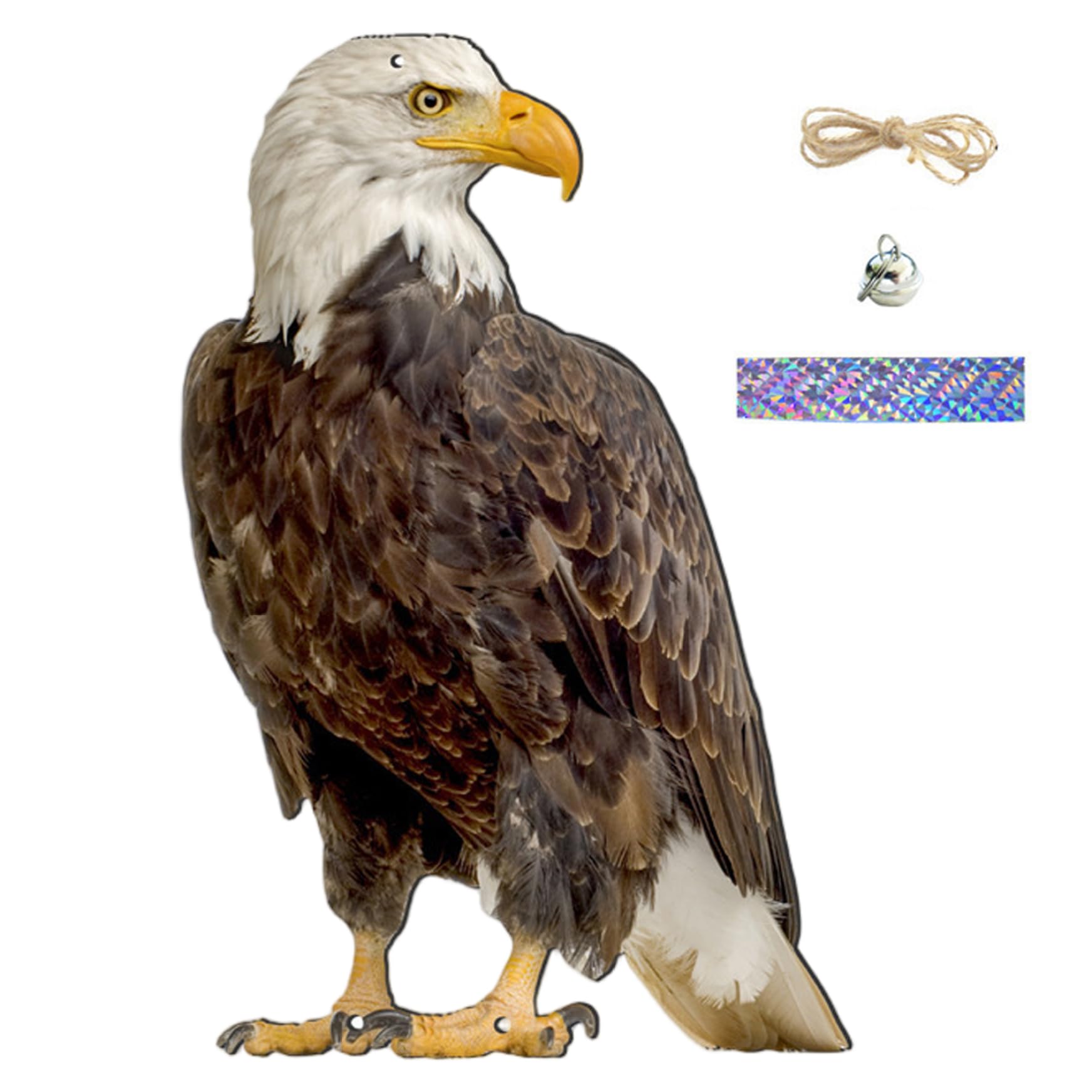 Veesper Realistic Eagle Bird Scare Device with Bell, Outdoor Pigeon Repellent & Hawk Decoy for Patio, Balcony, Garden & Farm Pest Control.