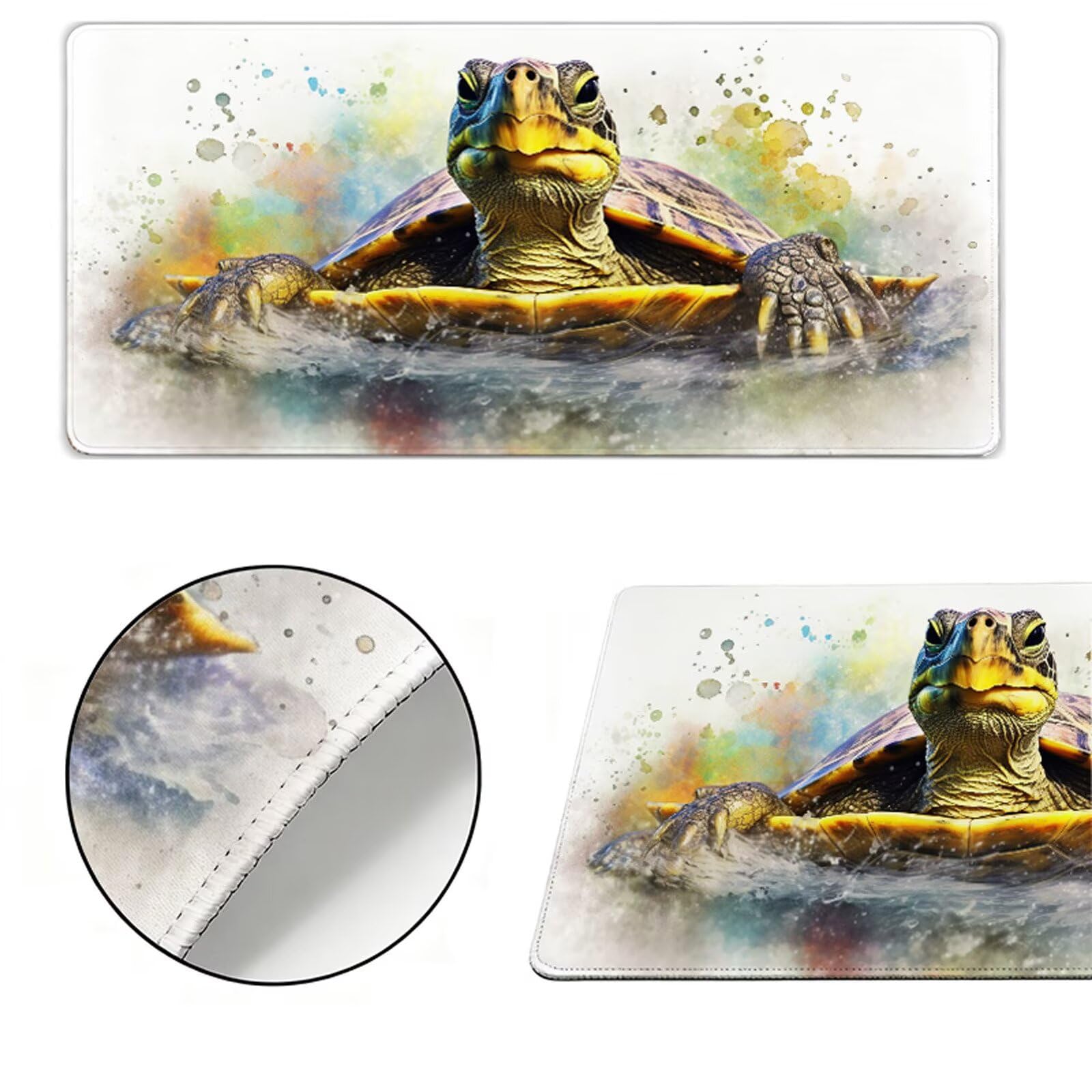Podkładka pod mysz XXL 1200x600x3mm podkładka pod mysz żółwie podkładka pod mysz zwierzę poprawia precyzję i szybkość, wodoodporne antypoślizgowe, szyte krawędzie, akcesoria do gier, komputer biurowy