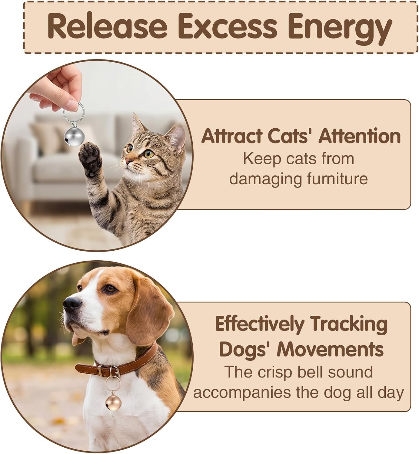 10PCS Cat Collar Bells Pet Dog Bells Small Bell for Puppy and Kitten Metal Accessories Bell, Clear Ringing Sound (Silver, Gold) image 4