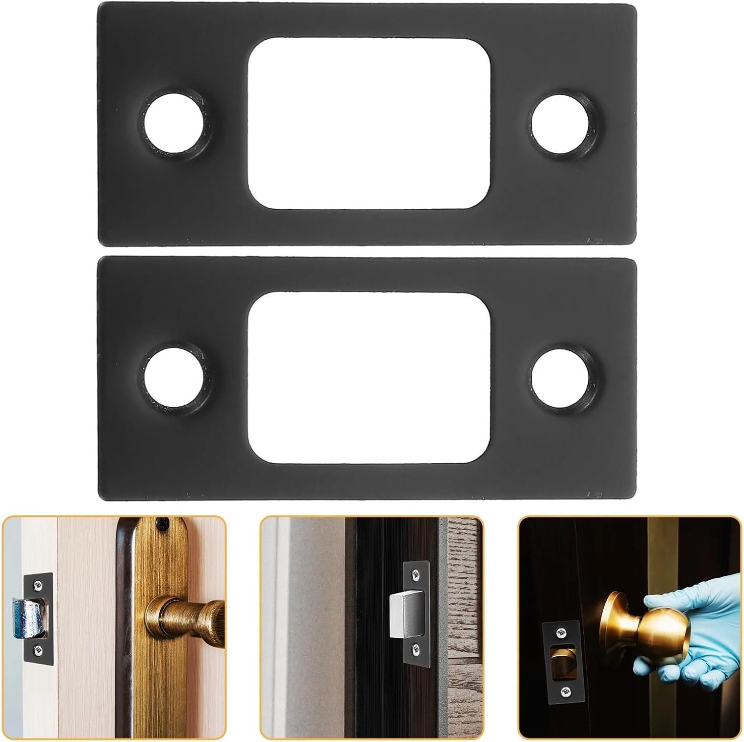 Deadbolt Strike Plate 20pcs Lock Door Strike Plate Filler Buckle Deadbolt Strike Plate Stainless Steel Door Reinforcement Black Hardware Accessories