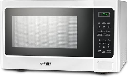 COMMERCIAL CHEF Microondas de 1.3 pies cúbicos con 10 niveles de potencia, microondas con cerradura de puerta de botón, microondas de encimera de