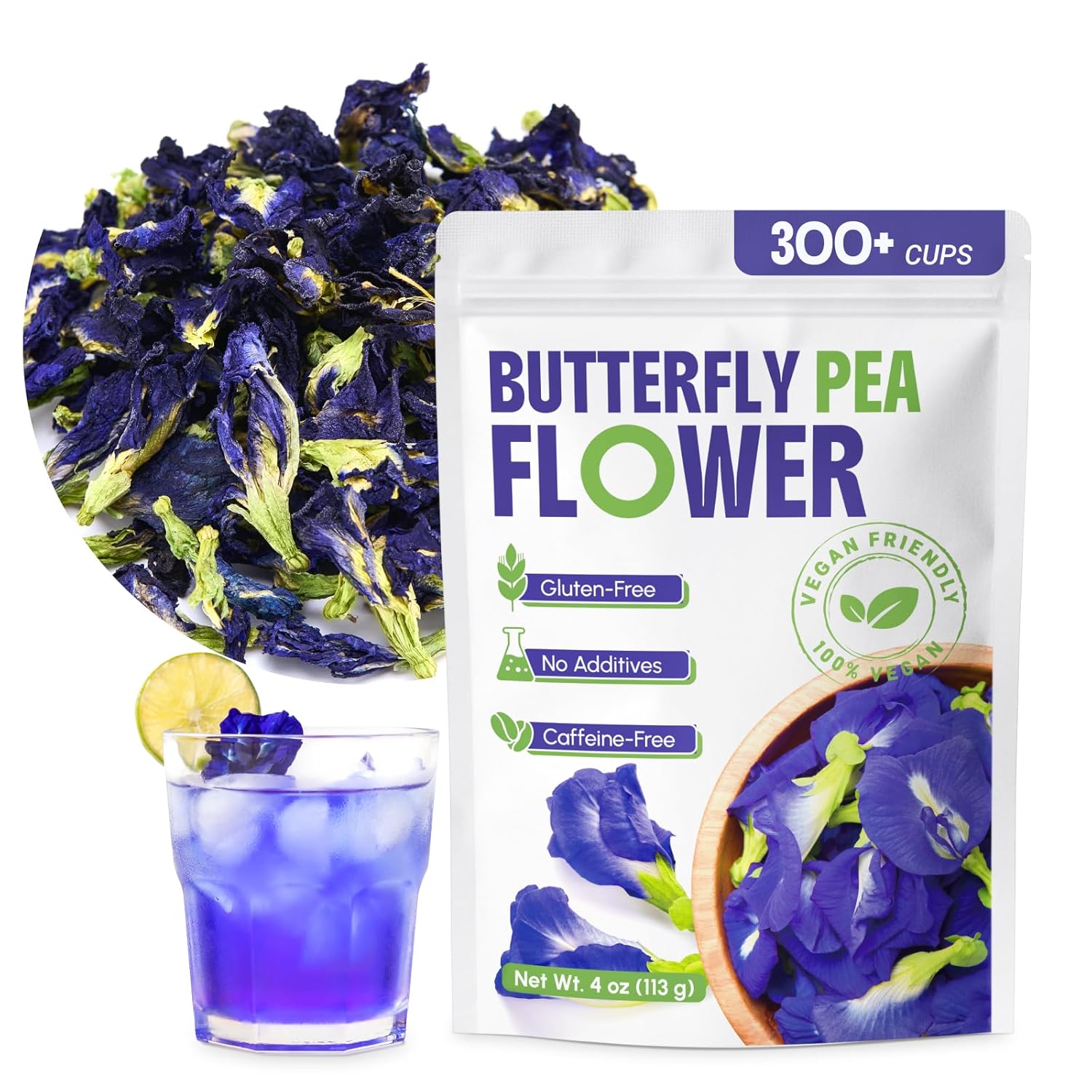 CCnature 4 Oz Butterfly Pea Flower Tea loose... CCnature 4 Oz Butterfly Pea Flower Tea loose...