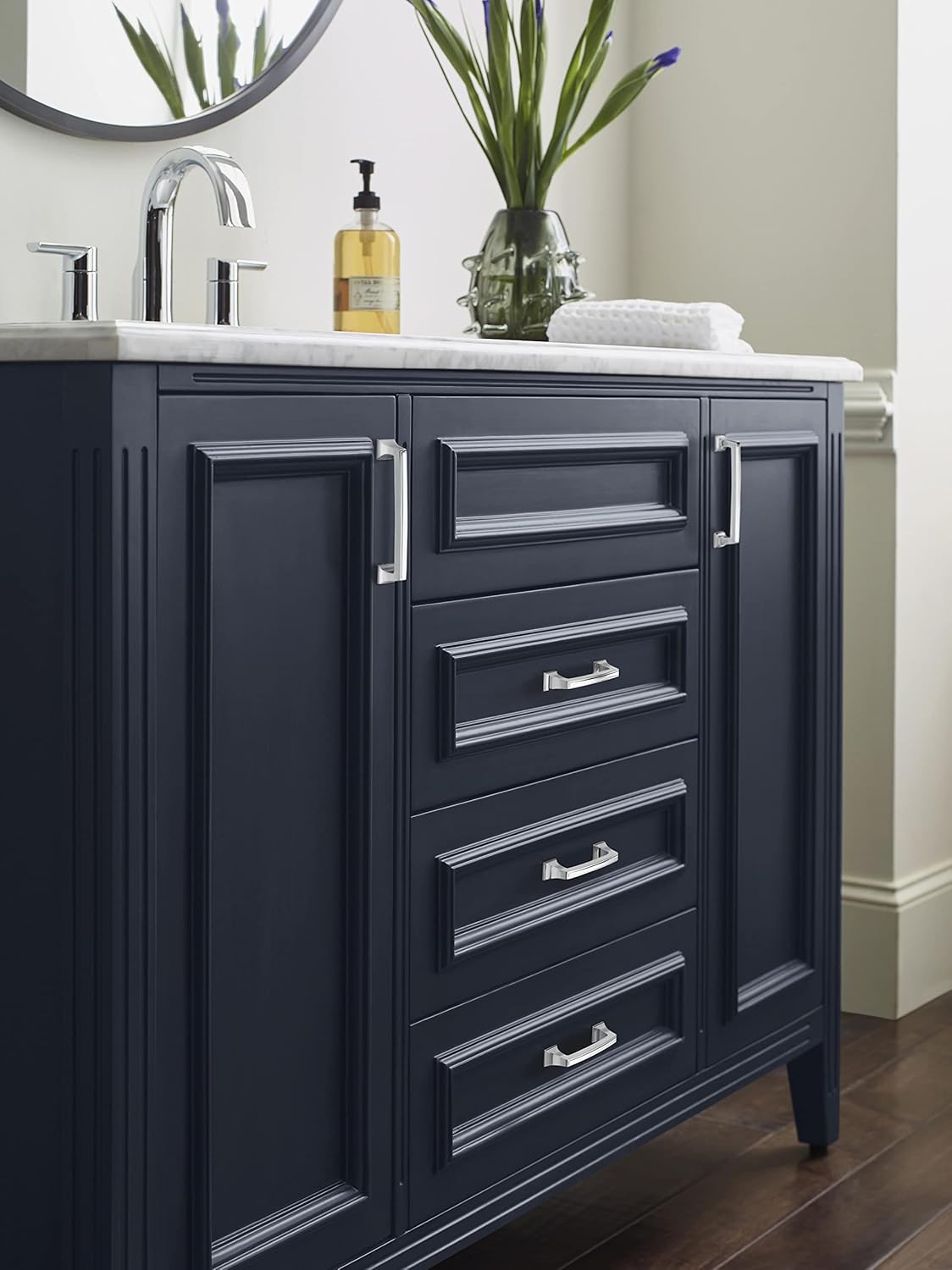 Amerock | Cabinet Pull | Polished Chrome | 5-1/16 inch (128 mm) Center to Center | Mulholland | 1 Pack | Drawer Pull | Drawer Handle | Cabinet Hardware