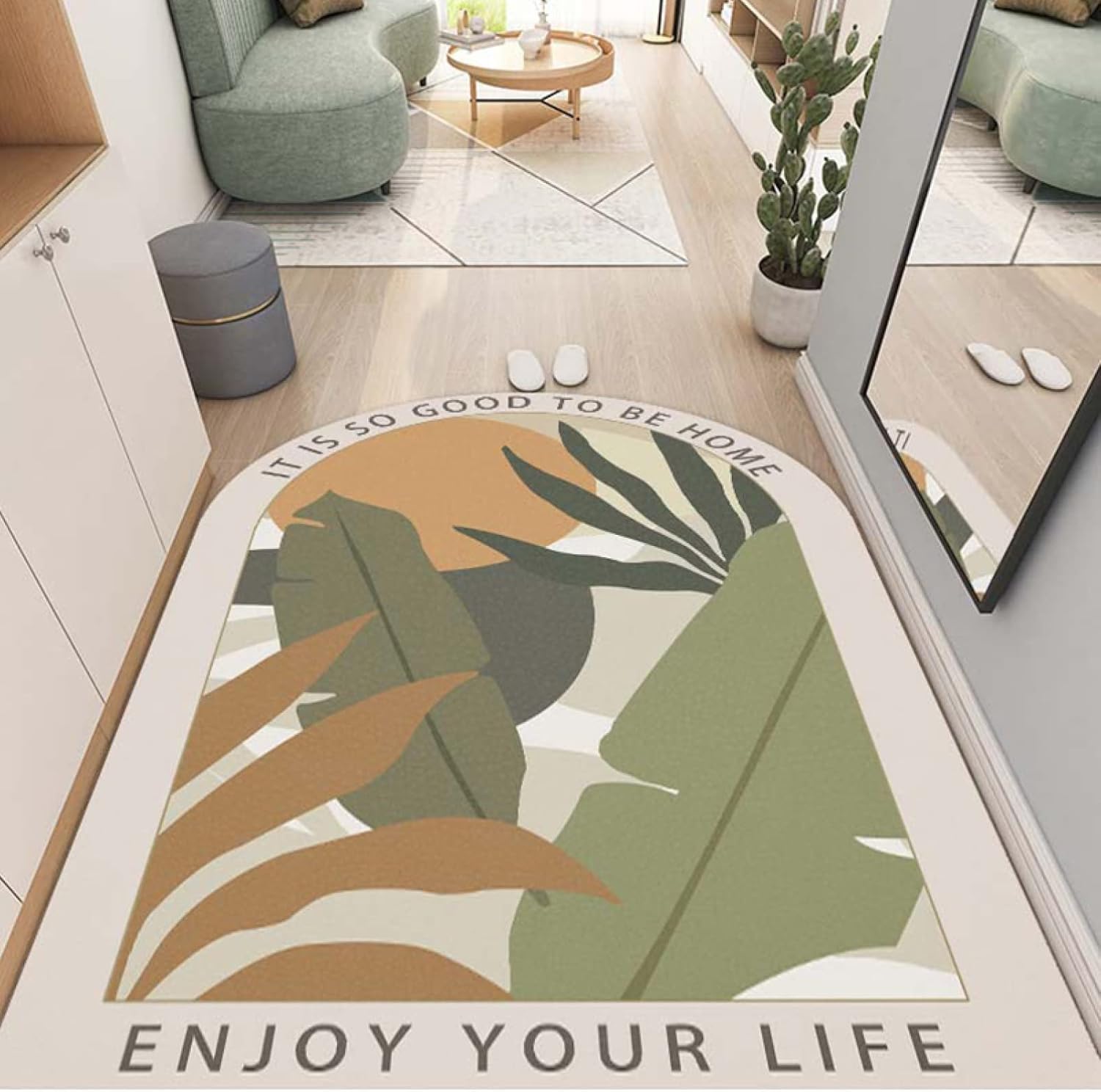 半円マット 玄関マット 足ふきマット 北欧風 丸洗い 泥落とし ドアマット 100*120CM エントランスマット キッチンマット