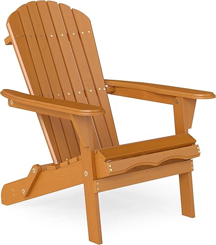 Miniatura 1 de Silla Adirondack plegable de madera para exteriores con respaldo y tabla de asiento premontados, muebles de acento para patio, jardín, porche,