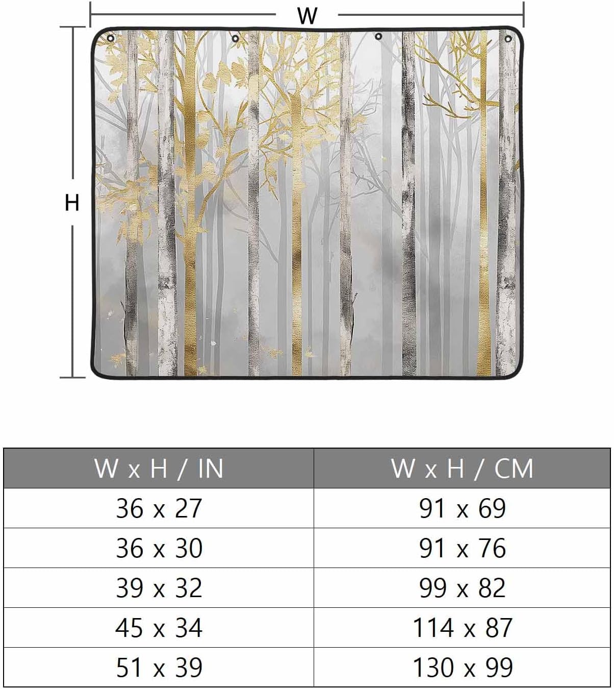 Abstract Forest Magnetic Fireplace Cover Decorative Indoor For Brick Fireplace, Insulation Fireplace Blocker Blanket Draft Stop Hot Heat Save Energy, Modern Landscape Painting Grey Gold 36"Wx27"H