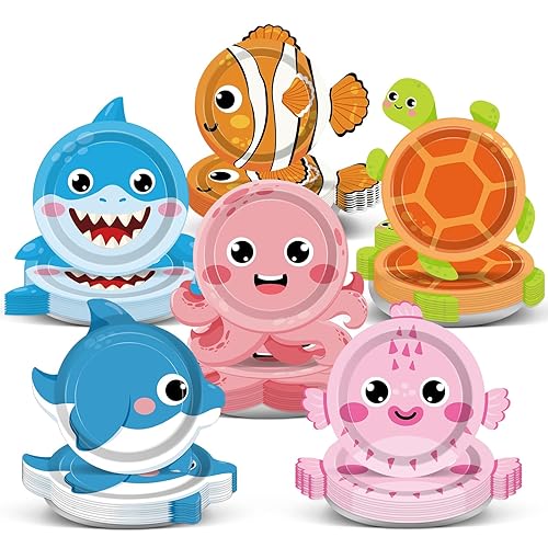 60Pcs Sea Animal Paper Plates Under the Sea Plates 7"