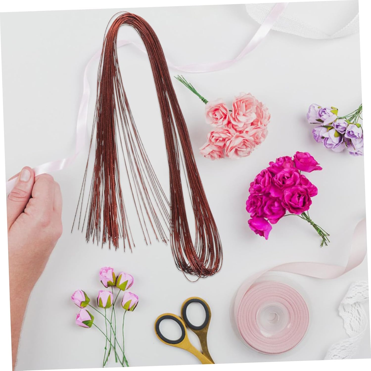 50pcs DIY Artificial Flower Making Wire Floral Stems Wire Flexible Iron for Craft Projects Bouquets Decor