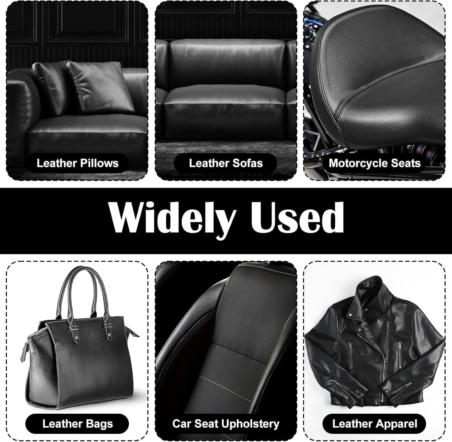 Comoticaa Self-Adhesive Genuine Leather Repair Patch 30 x 60cm Durable Leather Sheet for Sofa, Couch, Furniture, Car Seats, and Jackets Waterproof DIY Upholstery Repair Tape (Black) (1) 4