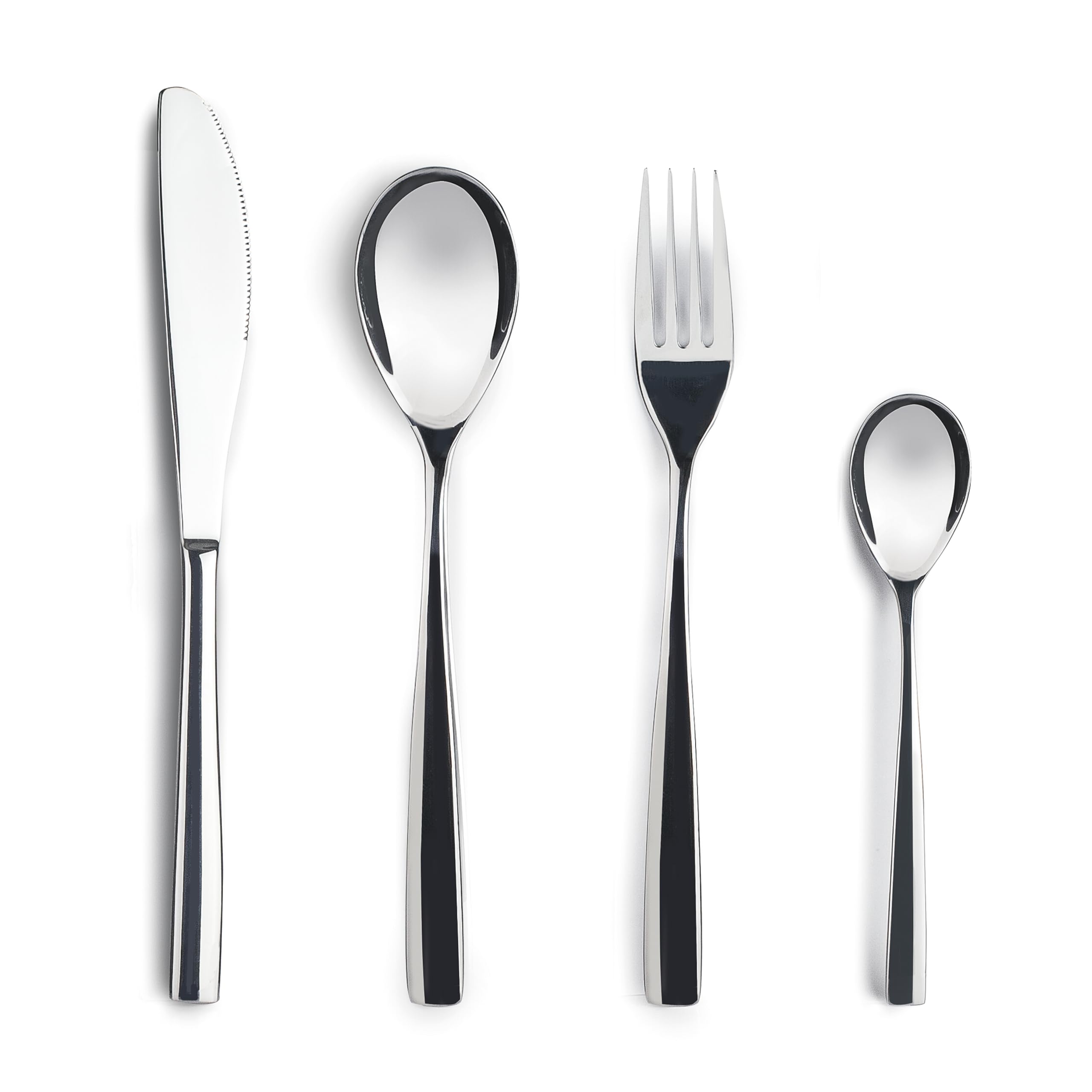 JAY - 16045524 - Juego de Cubiertos para 6 Personas, Pack 24, Acero Inoxidable 18/10, Serie Jaspe, Grosor 3 mm, Cuchara, Tenedor, Cuchillo y Cucharilla Aptos para Lavavajillas, Plateado