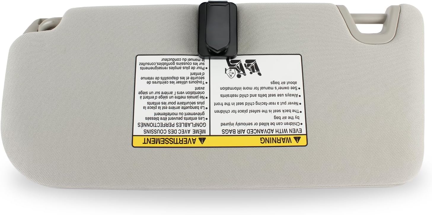 Left Driver and Right Passenger Side Sun Visor with Lights Replacement for Nissan Altima 2019 2020 2021 2022 2023 2024 2025 Sunvisor with Glasses Clip 96401-6CA3C 96400-6CA3C(Gray)