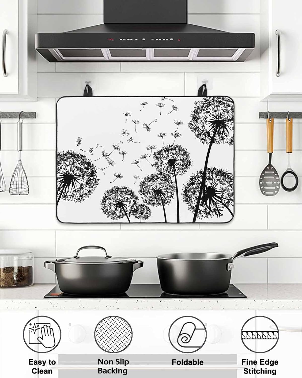 Stove Top Cover Dandelion Stove Cover for Electric Stove Top Spring Flower Plants Glass Cooktop Covers Anti-Slip Mat Heat Resistant Countertop Protector Kitchen Decor 31"x24"