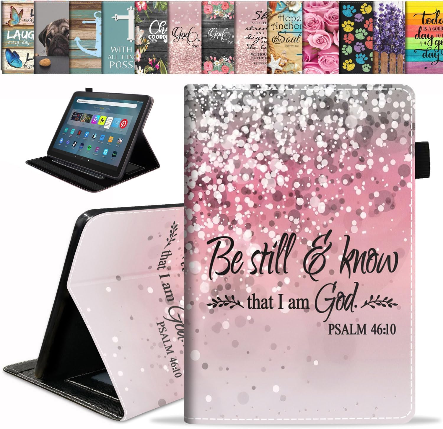 Case for All-New Amazon Fire Max 11 Tablet (11 Inch, 13th Generation, 2023 Release), Slim PU Leather Stand Folio Cover with Auto Wake/Sleep, Bible Verse Psalm 46:10