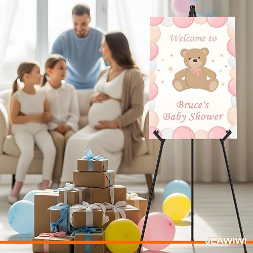 Miniatura 8 de Caballete negro para cartel de boda, soporte para póster para exhibición, caballete de arte de metal plegable para pintar, caballetes de pie