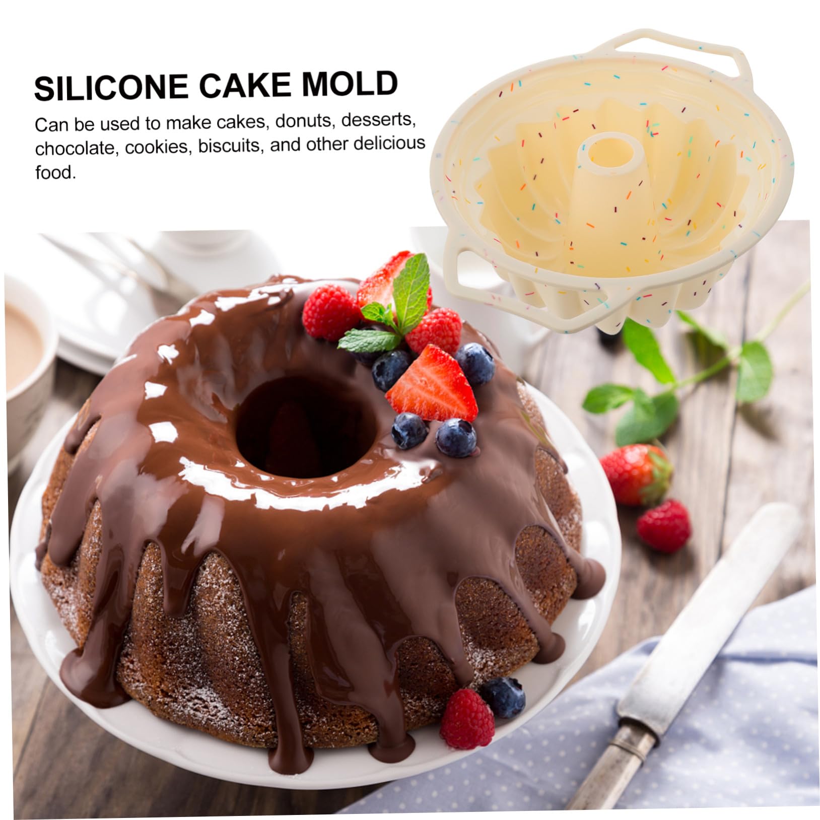 Zerodeko Stampo Rotondo Facile da Pulire in Silicone Struttura a Spirale con Cornice Rinforzata per Dolci Fatti in Casa e Professionali