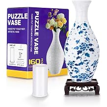 BELEEV 3D Puzzle Vase for Adults, 160 Pieces DIY Plastic Flower Vase, Compatible with Block Flowers, Unique Home & Office Decor, Housewarming and Birthday Gift for Flower Arrangements Porcelain