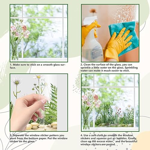 Miniatura 60 de GORGECRAFT Pegatinas grandes de hojas verdes para ventana, hojas tropicales, hojas de plantas, autoadhesivas, palmera, monstera, helecho, hoja