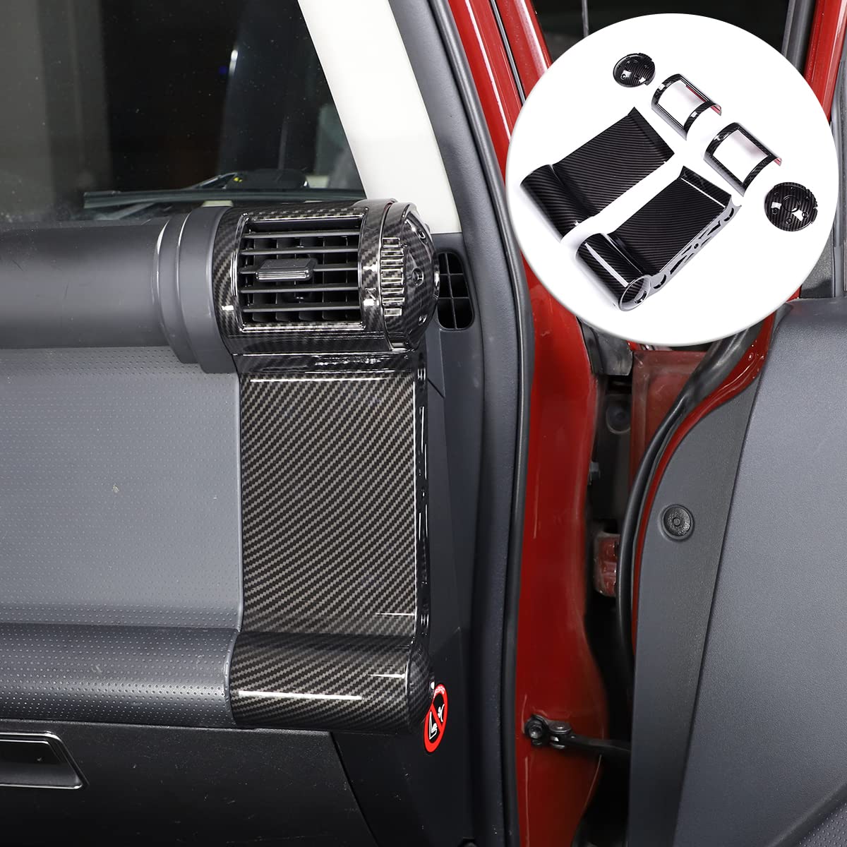 HAPPYHORSE Fit for Toyo-ta FJ Cruiser 2007-2021 Car Center Console Air Conditioning Air Outlet Decorative Frame ABS Carbon Fiber Pattern Decorative Accessories (Side air Outlet)