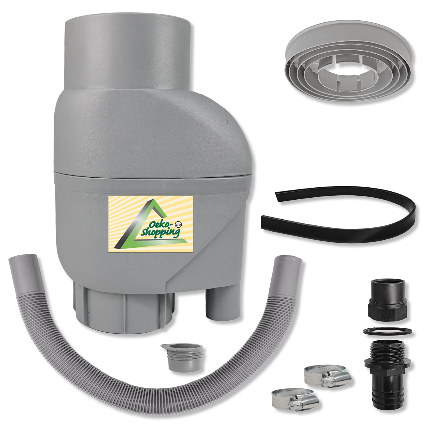 Fallrohrfilter Regensammler T33 braun/grau - Der Regenwasser-Filter für Regentonnen mit bis zu 95% Wirkungsgrad mit Anschlusszubehör und Universalanschluss für alle Fallrohre 75-110mm (3 STK. Grau)